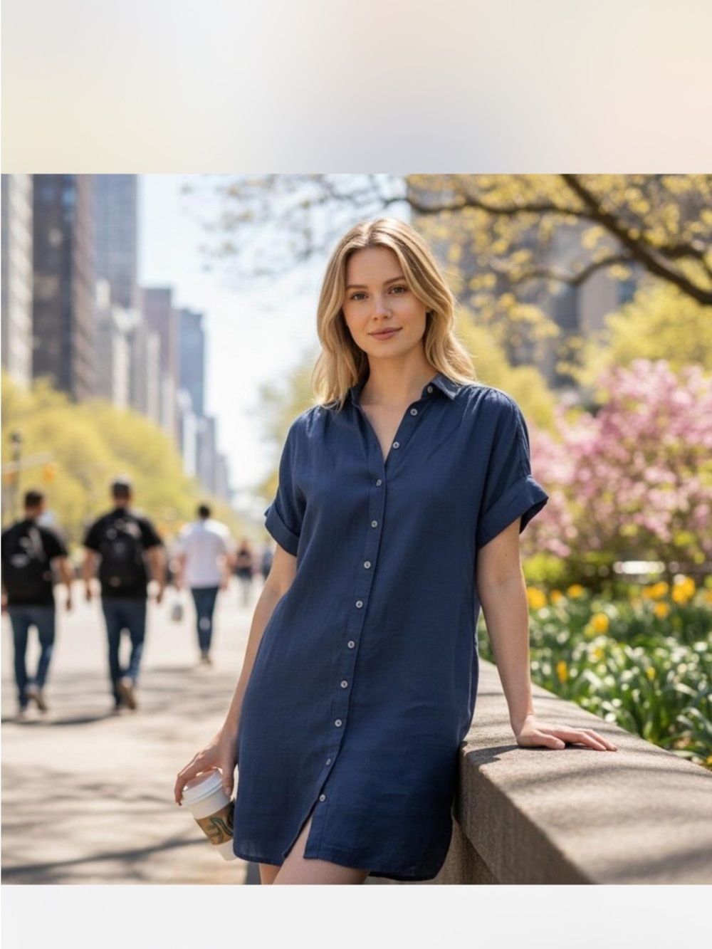 J. Crew Baird McNutt Navy Irish Linen Button-Front Shirt Dress with pockets SP